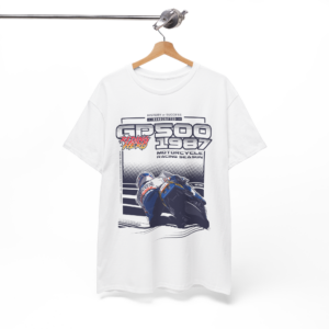 Riding Hero 1987 GP500 T-Shirt | Vintage Racing Tee | MotoGP Legend Retro Motorcycle Shirt from the MotoGP Clothing & Merchandise store collection.