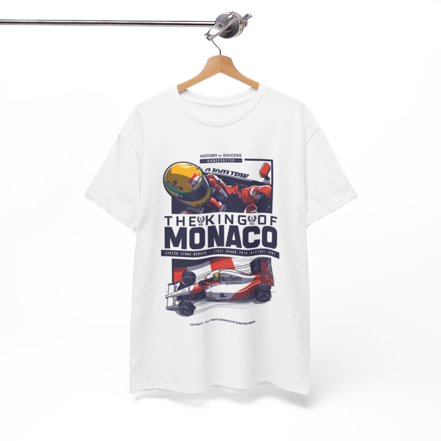 Ayrton Senna T-Shirt Formula One Legend Racing | 1991 Monaco Grand Prix | The King of Monaco Racing Shirt | F1 Legend Gift from the Ayrton Senna store collection.