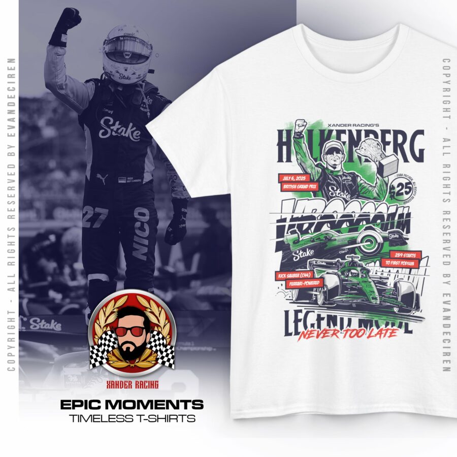Hülkenberg | 2025 | Legend Mode - Never too Late | T-Shirt from the Vintage F1 Teams store collection.