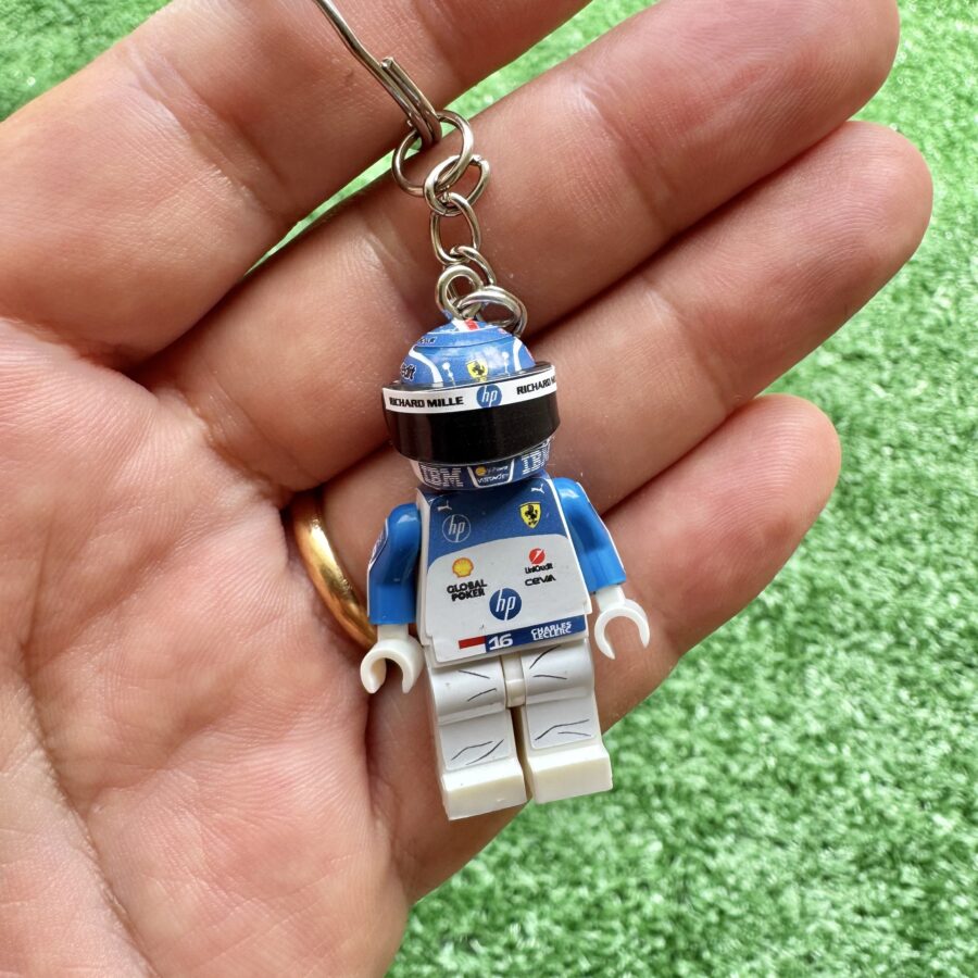 F1 Minifigure Keyring Charles Leclerc 2025 Ferrari gp Miami from the Sports Car Racing Race Suits store collection.