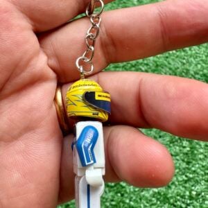 F1 Minifigure Keyring Lewis Hamilton 2025 Ferrari gp Miami from the Sports Car Racing Race Suits store collection.