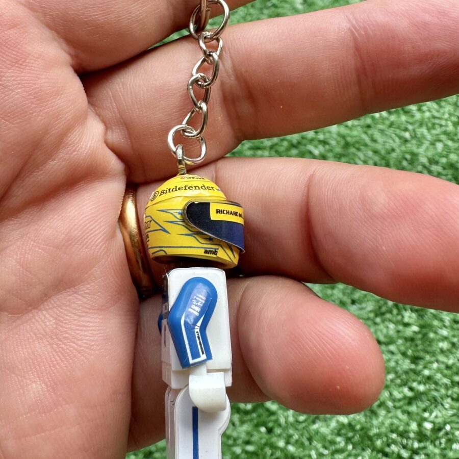 F1 Minifigure Keyring Lewis Hamilton 2025 Ferrari gp Miami from the Sports Car Racing Collectibles store collection.