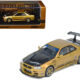Nissan Skyline GT-R (R34) RHD (Right Hand Drive) "Top Secret" Gold Metallic with Carbon Hood and Trunk 1/64 Diecast Model Car by Inno Models Nissan Skyline GT-R (R34) RHD (Right Hand Drive) "Top Secret" Gold Metallic with Carbon Hood and Trunk 1/64 Diecast Model Car by Inno Models