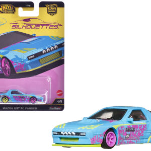 Mazda RX7 FC PANDEM Blue with Graphics "Silhouettes" Series Diecast Model Car by Hot Wheels Mazda by Diecast Mania