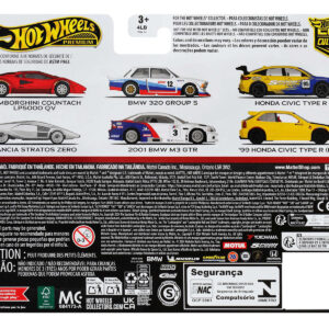 1999 Honda Civic Type R (EK9) RHD (Right Hand Drive) Yellow with Red Interior and Honda Civic Type R #95 "Spoon Sports" Blue and Yellow "Car Culture" Set of 2 Cars Diecast Model Cars by Hot Wheels Automotive by Diecast Mania