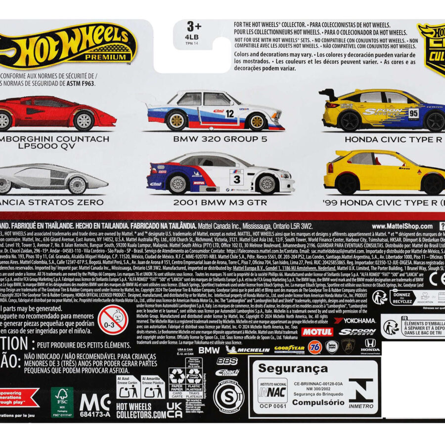1999 Honda Civic Type R (EK9) RHD (Right Hand Drive) Yellow with Red Interior and Honda Civic Type R #95 "Spoon Sports" Blue and Yellow "Car Culture" Set of 2 Cars Diecast Model Cars by Hot Wheels Automotive