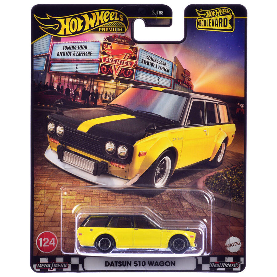 Datsun 510 Wagon Yellow and Black "Boulevard" Series Diecast Model Car by Hot Wheels Automotive