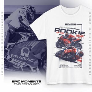 Jorge Martin 2021 MotoGP Legend Racing Tee | Rookie of the Year T-Shirt | Pramac Racing MotoGP Graphic Tee from the MotoGP Clothing & Merchandise store collection.
