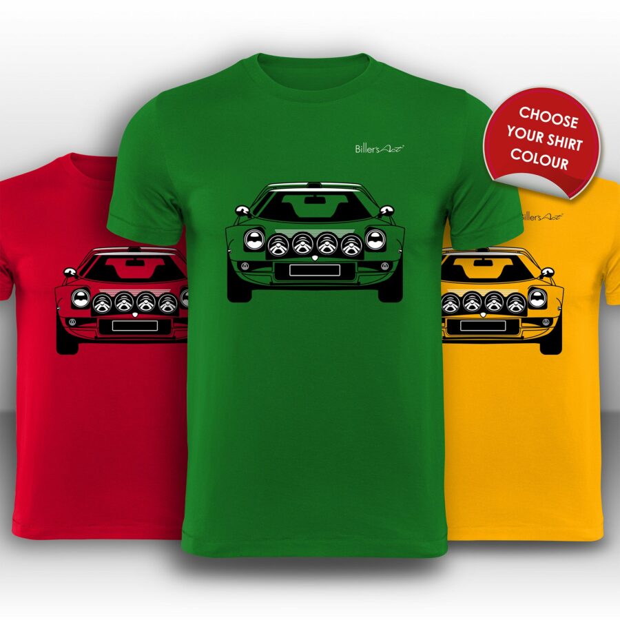 Lancia Stratos Rally Front View Super Cool T-Shirt from the WRC & Rally store collection.