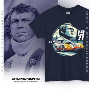 Le Mans 1971 | Steve McQueen Racing Legend Retro T-Shirt | Classic Motorsport Car Film Tee by Evan DeCiren Store