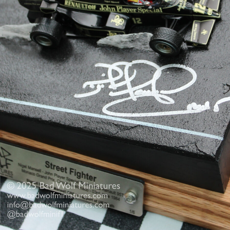 “Street Fighter” – Limited Edition Signed Diorama – Nigel Mansell CBE – Lotus Renault 95t, Monaco 1984 F1 Jackets