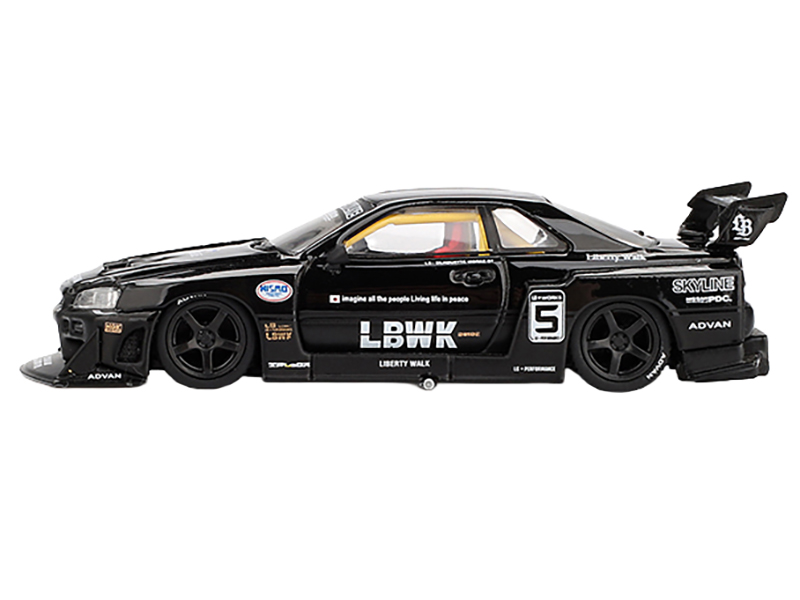 Nissan Skyline LB-ER34 Super Silhouette RHD (Right Hand Drive) #5 Black Limited Edition 1/64 Diecast Model Car by Mini GT Automotive