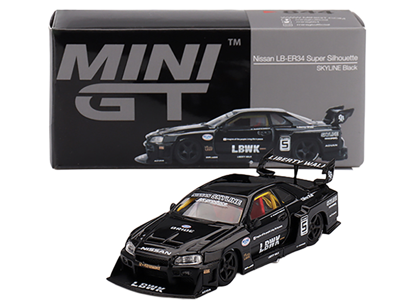 Nissan Skyline LB-ER34 Super Silhouette RHD (Right Hand Drive) #5 Black Limited Edition 1/64 Diecast Model Car by Mini GT Automotive