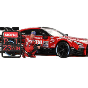 Nissan GT-R NISMO #23 Tsugio Matsuda - Ronnie Quintarelli "MOTUL AUTECH" Winner "Suzuka - Super GT Series" (2021) with Matsuda Figure Limited Edition 1/64 Diecast Model Car by Mini GT Sports Car Racing Gifts by Diecast Mania