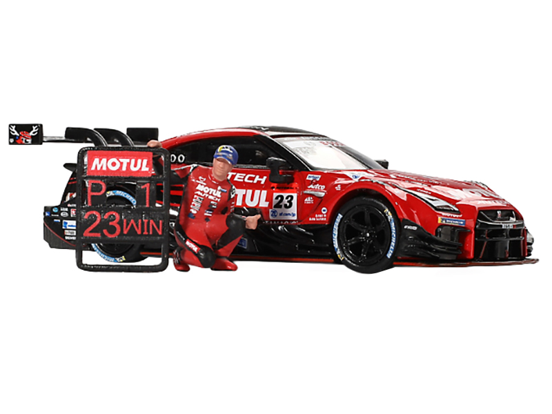 Nissan GT-R NISMO #23 Tsugio Matsuda - Ronnie Quintarelli "MOTUL AUTECH" Winner "Suzuka - Super GT Series" (2021) with Matsuda Figure Limited Edition 1/64 Diecast Model Car by Mini GT Japanese GP - Suzuka Track Art