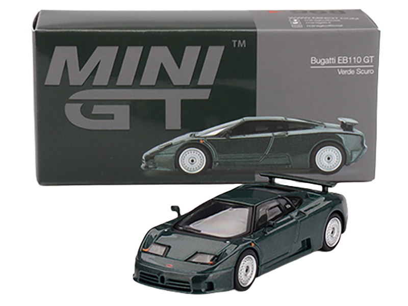 Bugatti EB110 GT Verde Scuro Dark Green Metallic Limited Edition 1/64 Diecast Model Car by Mini GT Automotive