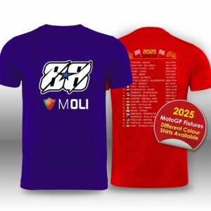 Miguel Oliveira 2025 MotoGP Race Calendar T-Shirt from the MotoGP Gifts store collection.