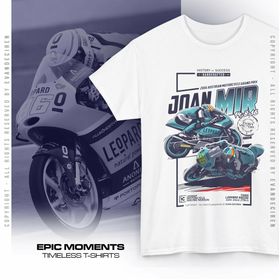 Joan Mir 2016 First Victory T-Shirt | Moto3 Leopard Racing Shirt | Austrian GP Motorcycle Racing Tee Austrian GP - Red Bull Ring Track Art