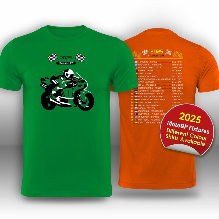 MotoGP 2025 Race Calendar T-Shirt from the Ducati MotoGP Team store collection.