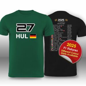 Nico Hulkenberg 2025 Race Calendar Formula 1 F1 T-Shirt  by Billeresque