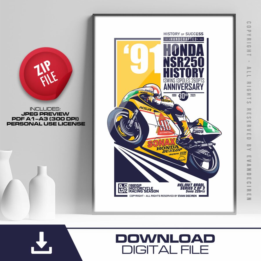 Helmut Bradl | 1991 | History NSR250 - 2of3 MotoGP Memorabilia