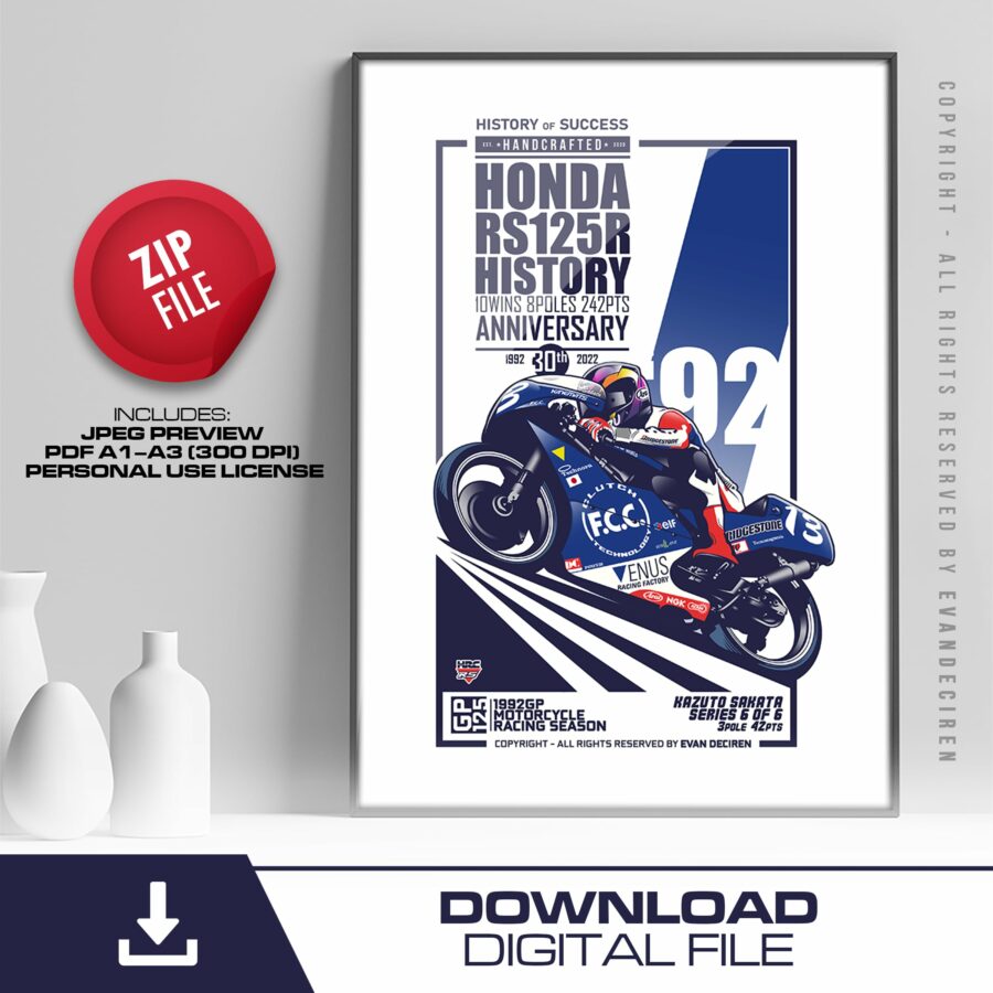Kazuto Sakata | 1992 | History RS125R - 6of6 from the Vintage Racing store collection.