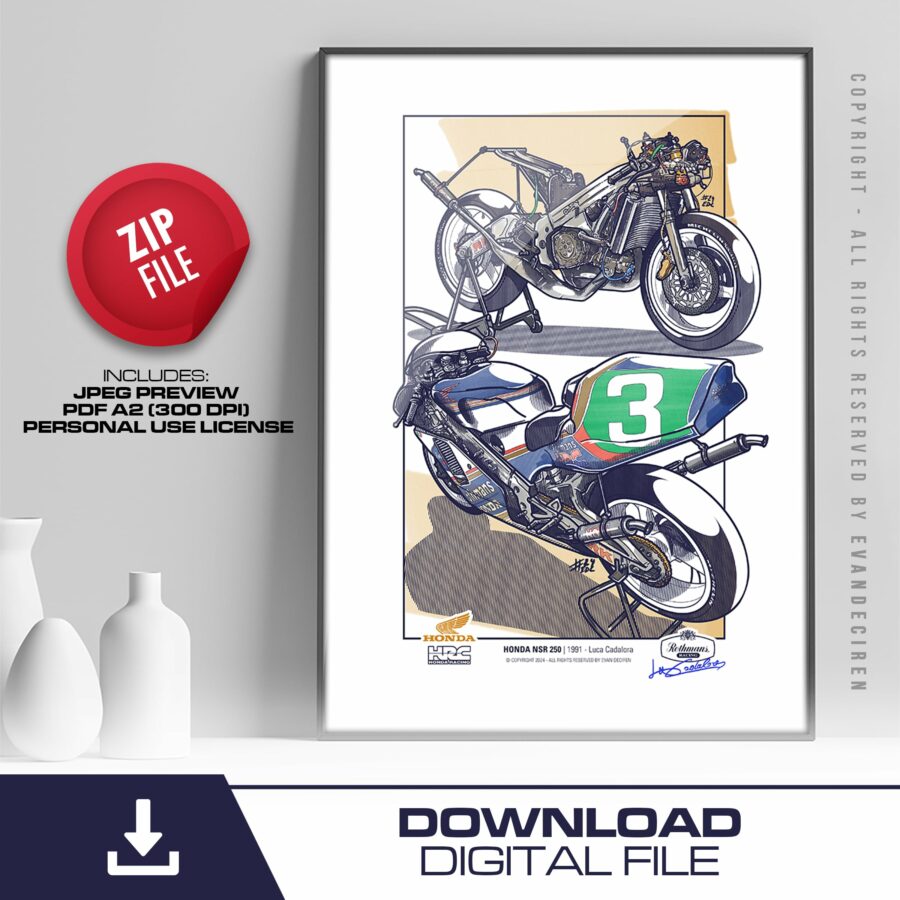 Honda NSR 250 | 1991 Luca Cadalora from the Sports Car Racing Canvas store collection.