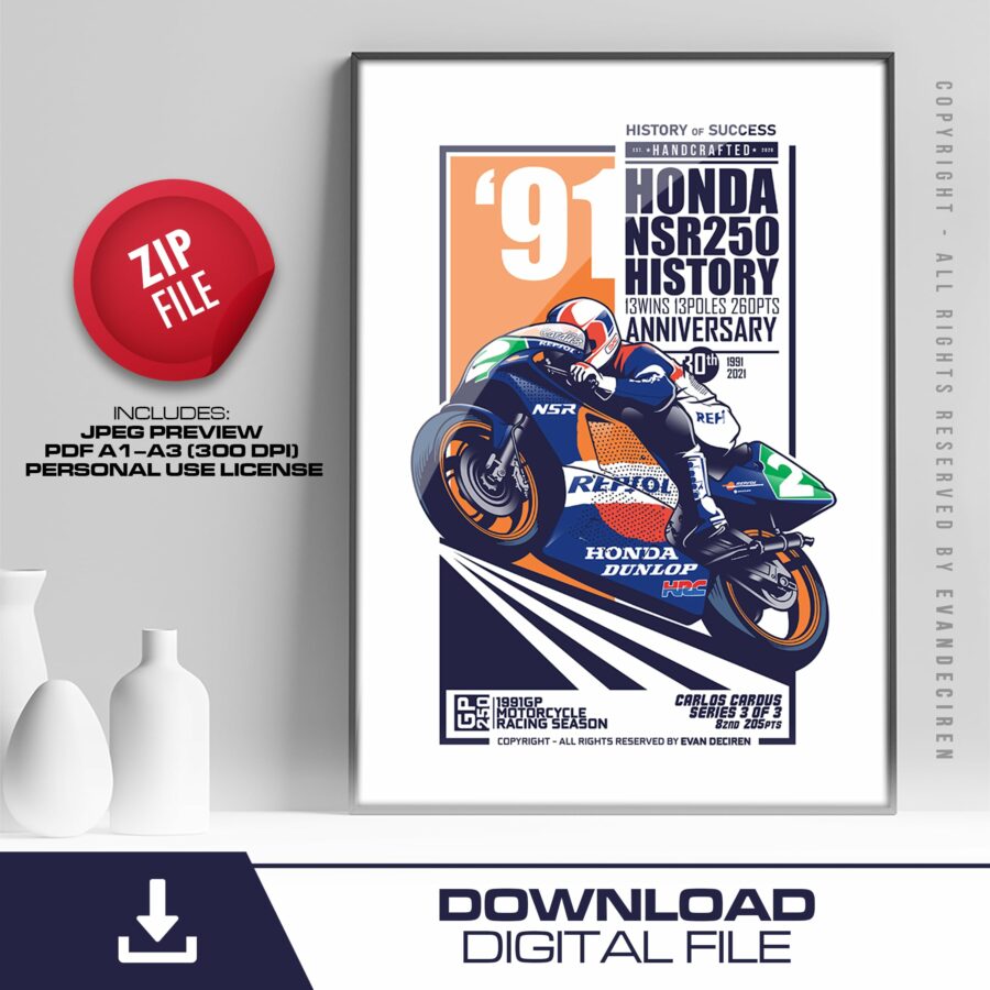 Carlos Cardus | 1991 | History NSR250 - 3of3 from the Repsol Honda Team store collection.
