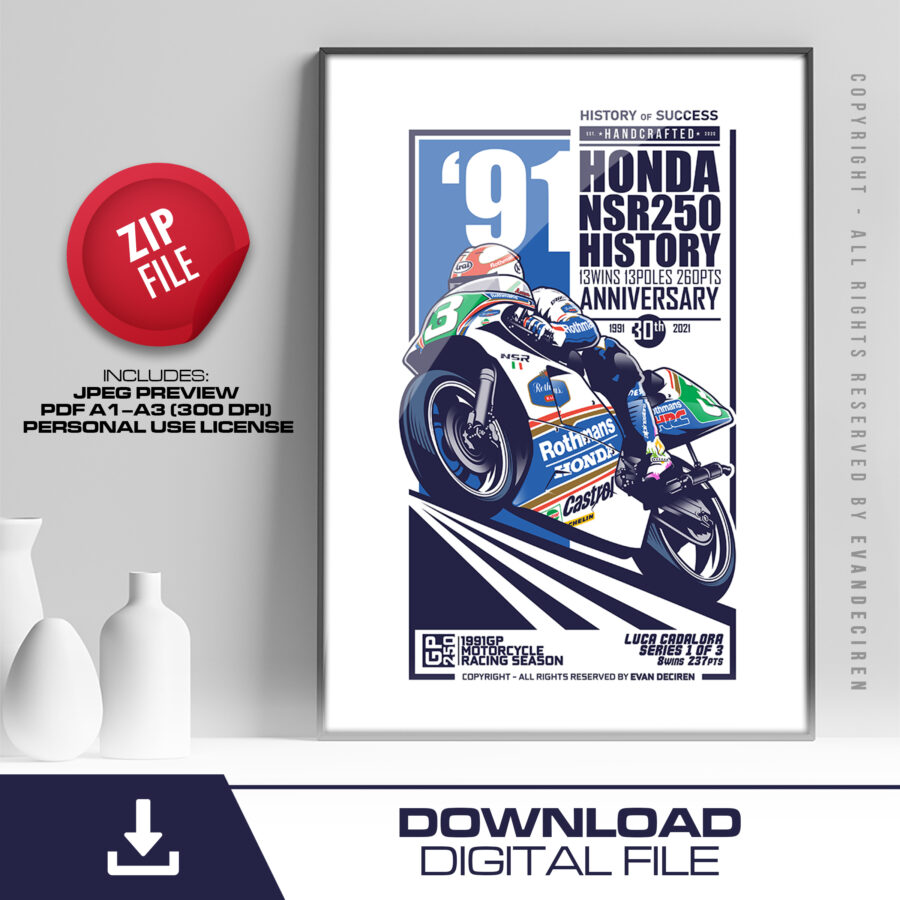 Luca Cadalora | 1991 | History NSR250 - 1of3 MotoGP Memorabilia
