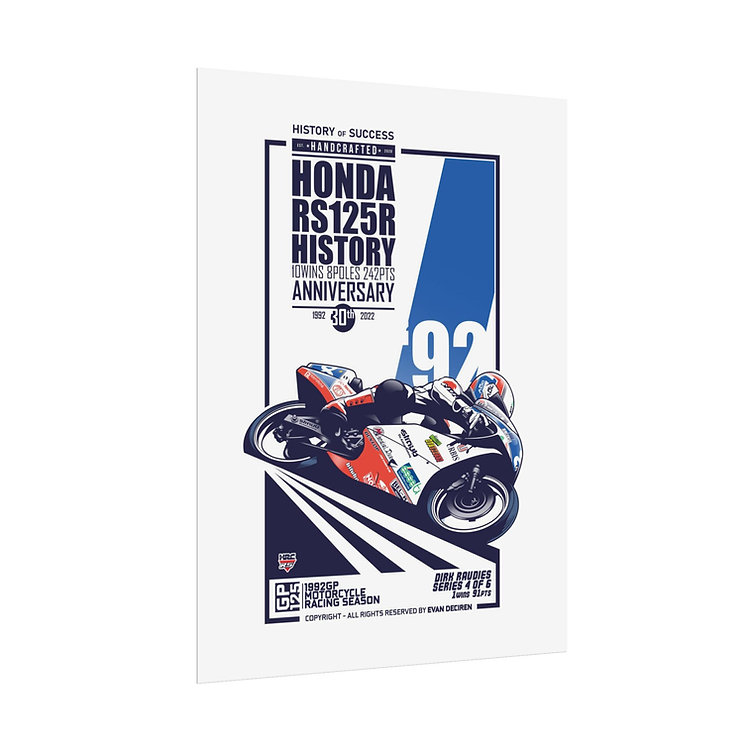 Honda RS125R 3-Poster Set | 1992 Anniversary Digital Prints Part 2 from the Race Car Wall Art store collection.