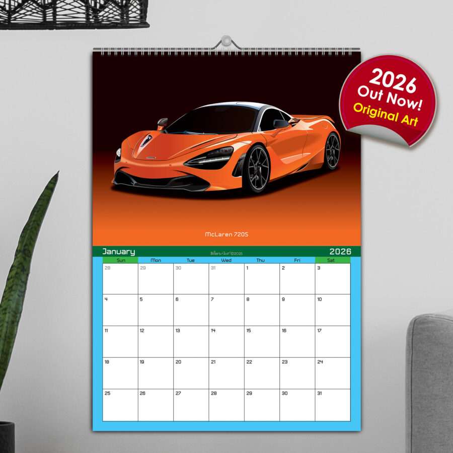 Supercar 12 Month 2026 Calendar on Studio Backgrounds Abu Dhabi GP - Yas Marina Track Art
