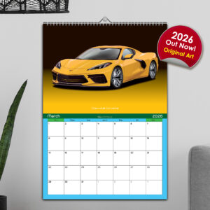 Supercar 12 Month 2026 Calendar on Studio Backgrounds from the Chinese GP - Shanghai Track Art store collection.