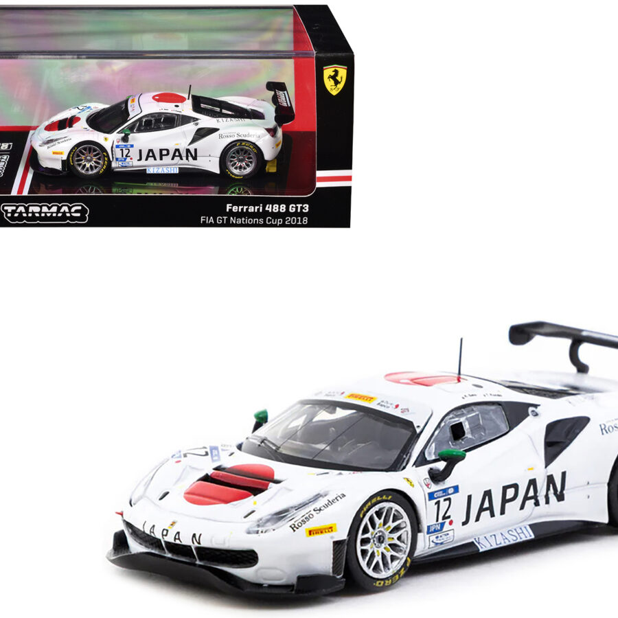 Ferrari 488 GT3 #12 Tamotsu Kondo - Ken Seto "Team Japan" "FIA GT Nations Cup" (2018) "Hobby64" Series 1/64 Diecast Model Car by Tarmac Works Sports Car Racing Model Cars