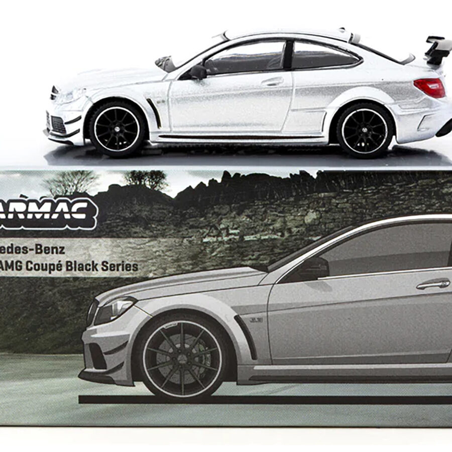 Mercedes-Benz C 63 AMG Coupe Black Series Silver Metallic "Global64" Series 1/64 Diecast Model by Tarmac Works Automotive