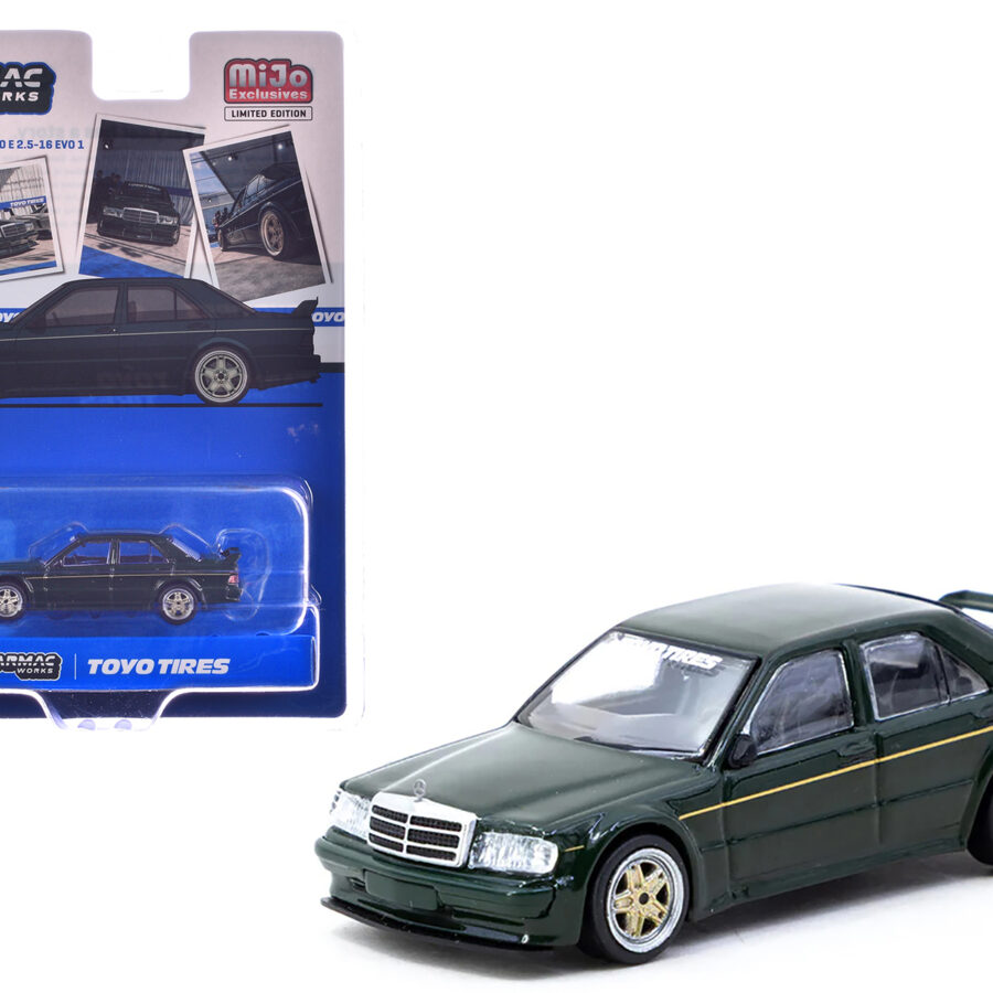 Mercedes-Benz 190 E 2.5-16 EVO 1 "Toyo Tires" Dark Green "Global64" Series 1/64 Diecast Model by Tarmac Works Automotive