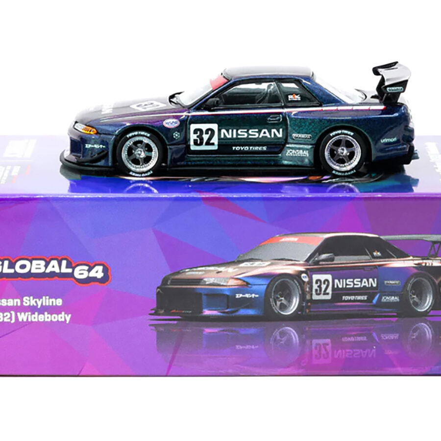 Nissan Skyline (R32) Widebody RHD (Right Hand Drive) #32 "Jonsibal Design Works" Midnight Purple Metallic "Global64" Series 1/64 Diecast Model by Tarmac Works Automotive