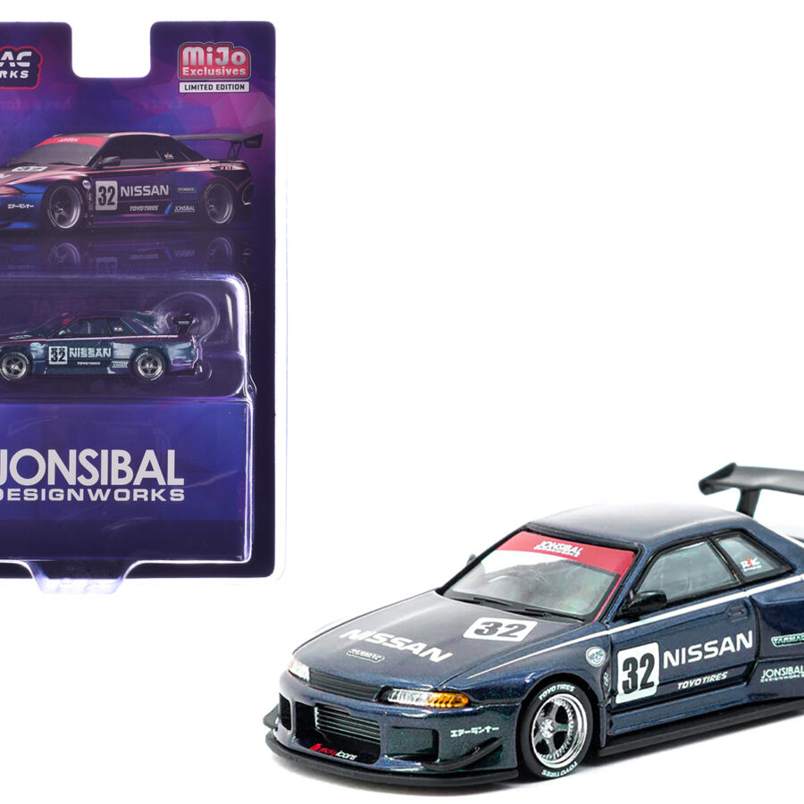 Nissan Skyline (R32) Widebody RHD (Right Hand Drive) #32 "Jonsibal Design Works" Midnight Purple Metallic "Global64" Series 1/64 Diecast Model by Tarmac Works Automotive