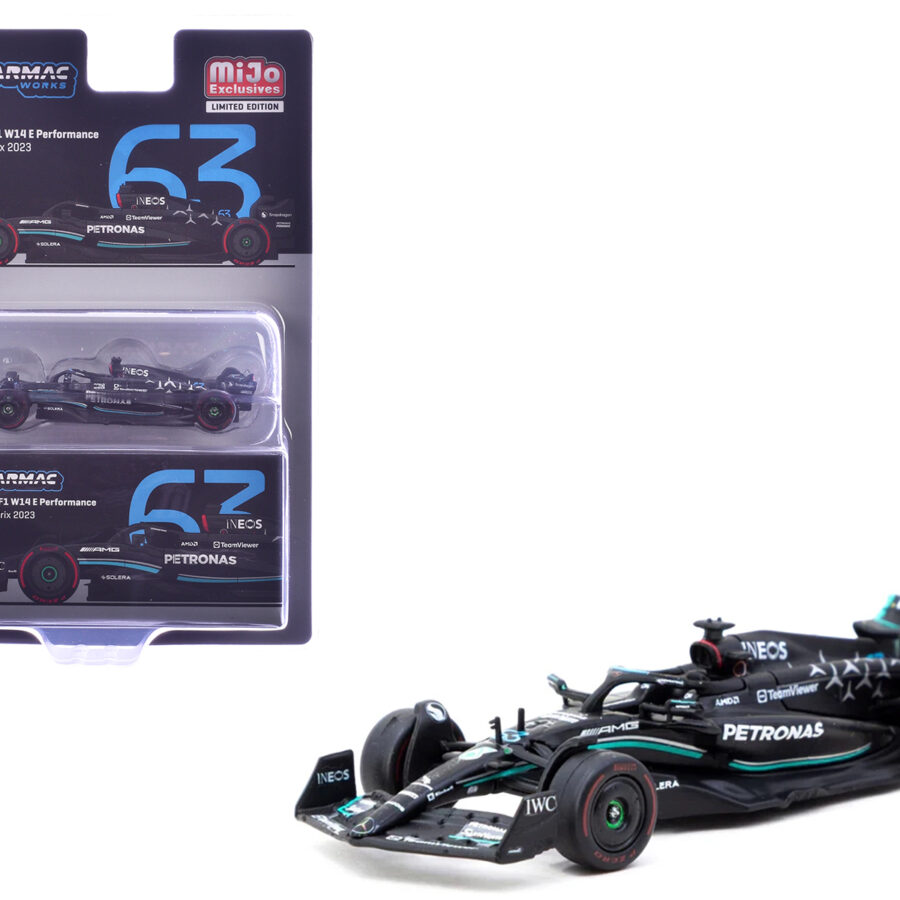 Mercedes-AMG F1 W14 E Performance #63 George Russell 3rd Place Formula One F1 "Spanish GP" (2023) "Global64" Series 1/64 Diecast Model Car by Tarmac Works from the Belgium GP - Spa-Francorchamps Track Art store collection.