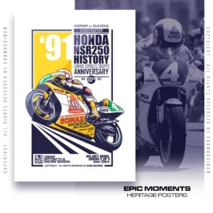 Helmut Bradl 1991 Poster Honda NSR250 | MotoGP Legend Racing Art from the Sports Car Racing Canvas store collection.