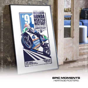 Luca Cadalora 1991 Poster Honda NSR250 Rothmans | MotoGP Legend Racing Art from the Official Motorsport Merchandise store collection.