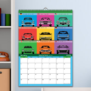 Car Enthusiasts' 12 Month 2026 Front View Iconic World Cars Calendar from the Azerbaijan GP - Baku Track Art store collection.