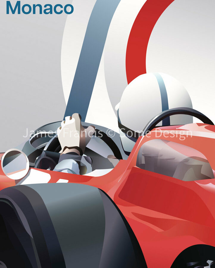 John Surtees, 1964 Monaco GP poster A2 poster from the Ferrari F1 Memorabilia store collection.