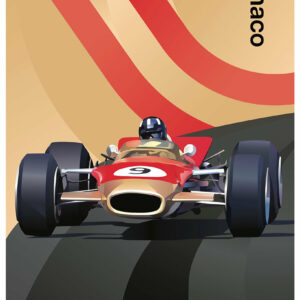 Graham Hill, Lotus, 1968 Monaco GP poster A2 poster from the F1 Posters & Prints store collection.