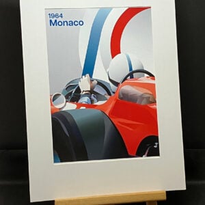 John Surtees, 1964 Monaco GP poster A4 mounted print from the F1 Posters & Prints store collection.