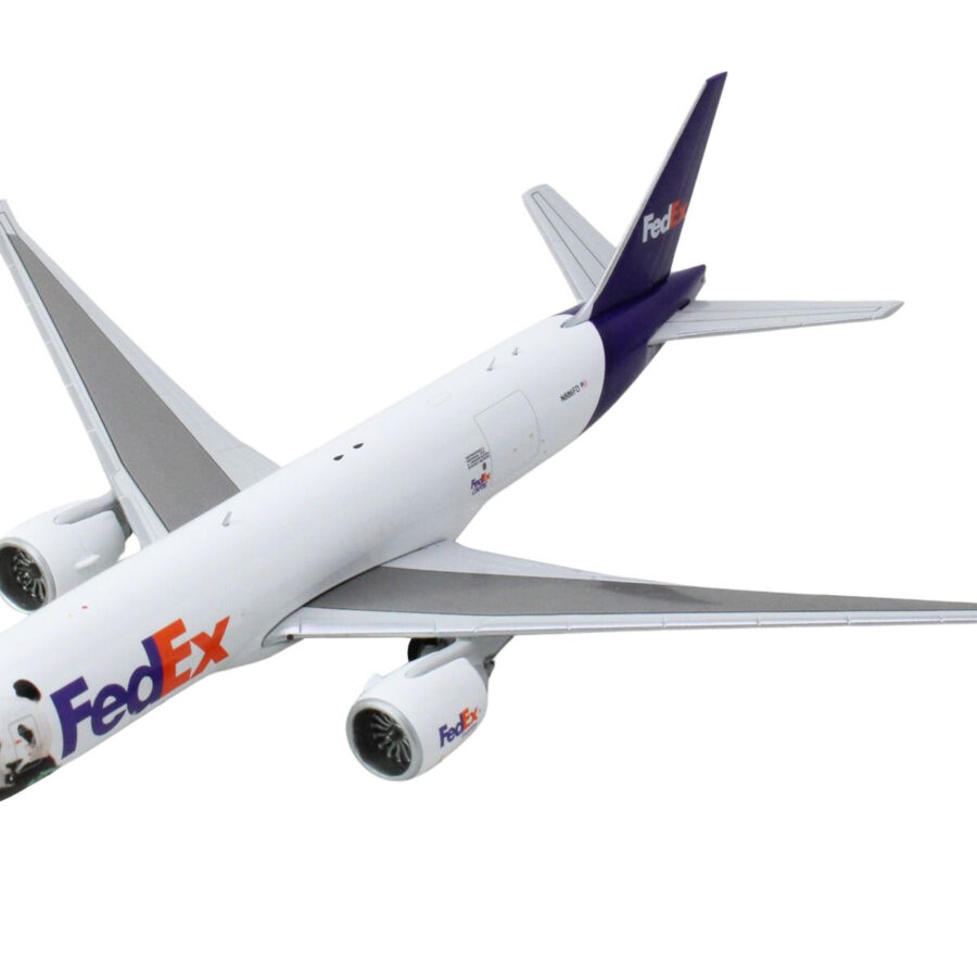 Boeing 777F Commercial Aircraft "Federal Express (FedEx) - Panda Express" (N886FD) White with Purple Tail 1/400 Diecast Model Airplane by GeminiJets Automotive