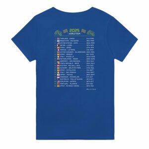 Alex Rins 2025 MotoGP Race Calendar T-Shirt from the Sports Car Racing Gifts store collection.