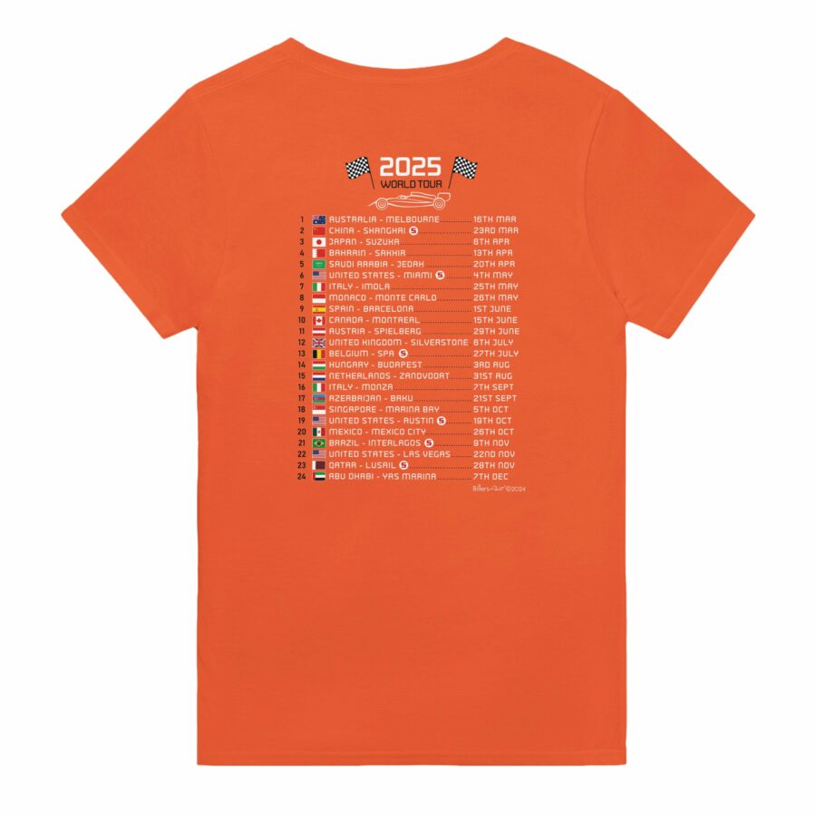 Oscar Piastri 2025 Race Calendar Formula 1 F1 T-Shirt F1 Jackets