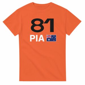 Oscar Piastri 2025 Race Calendar Formula 1 F1 T-Shirt from the F1 Jackets store collection.