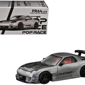 Mazda RX-7 RE-Amemiya RHD (Right Hand Drive) Silver Metallic with Carbon Hood "Japan Minicar a Gogo Exclusive" 1/64 Diecast Model Car by Pop Race from the Sports Car Racing Gifts store collection.