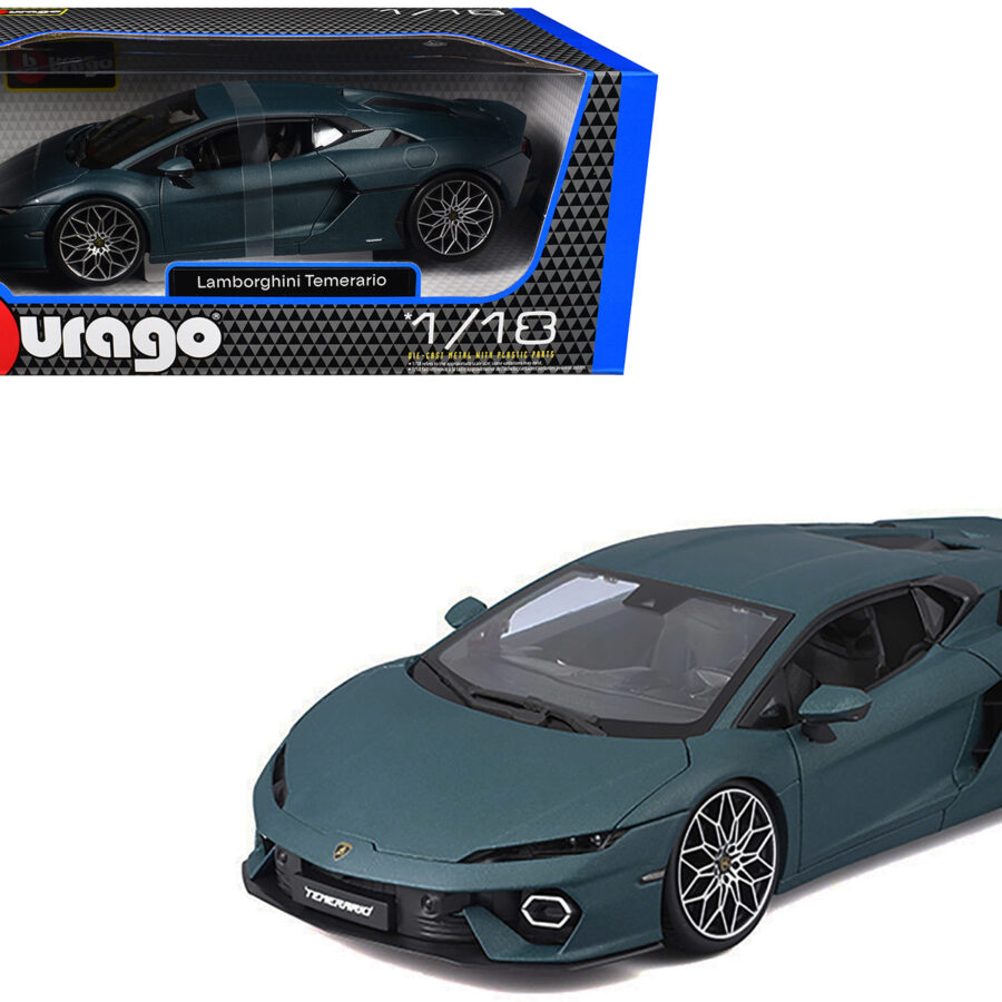 Lamborghini Temerario Matt Blue Metallic 1/18 Diecast Model Car by Bburago from the Lamborghini store collection.